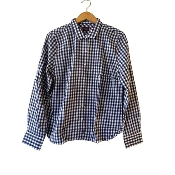 NEW UNTUCKit Women's Belleza Button Up Shirt 14 Blue White Gingham Check NWT - Picture 2 of 9